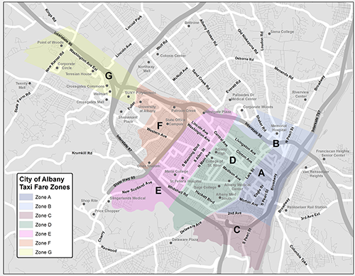 City of Albany Taxi zones