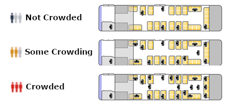 Legend of bus occupancy status (not crowded, some crowding, crowded)