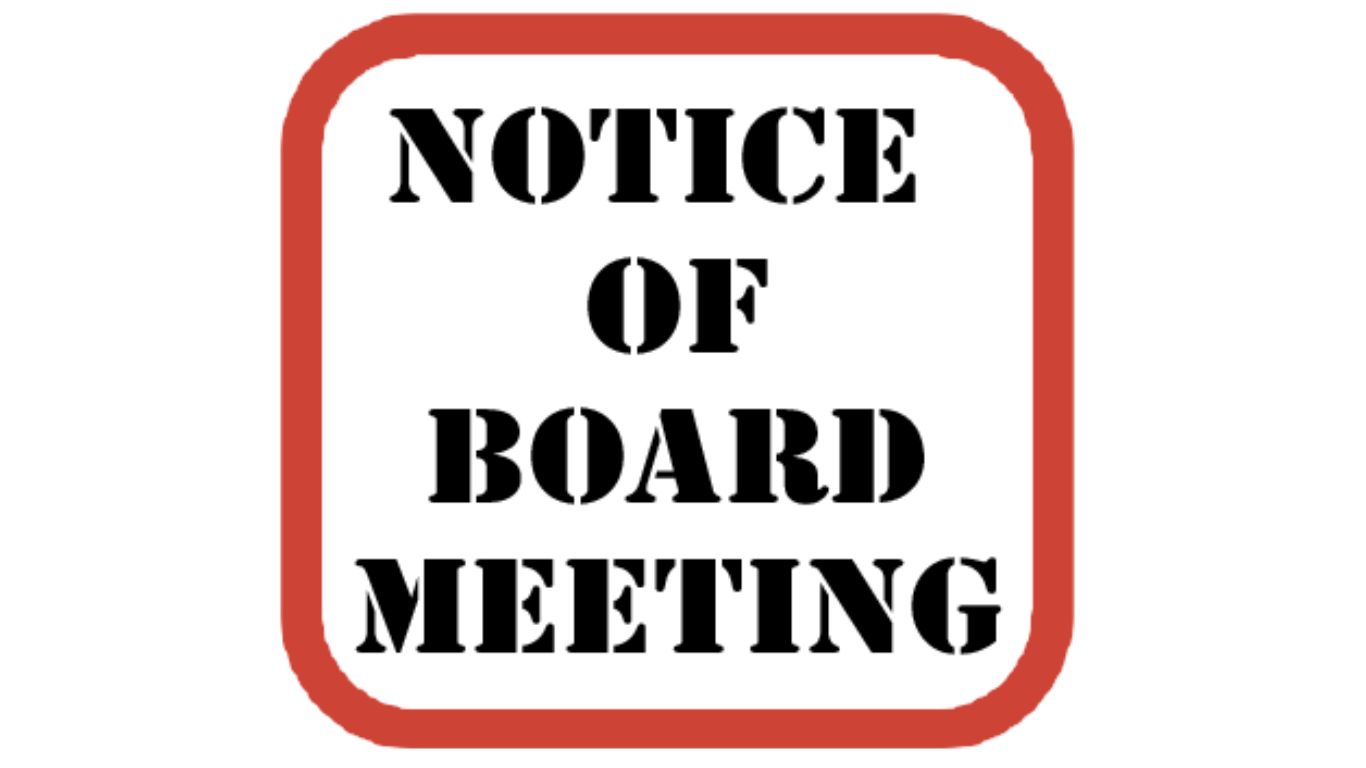 "Notice of Board Meeting" surrounded by a red box