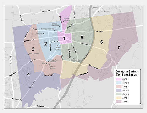 City of Saratoga Taxi zones