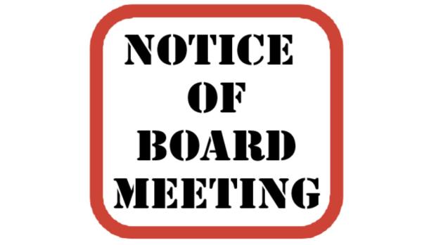"Notice of Board Meeting" surrounded by a red box