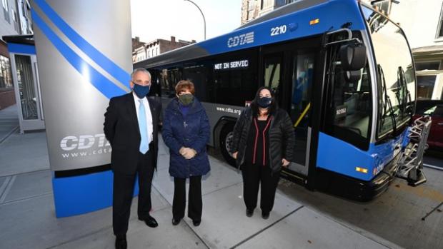 CDTA CEO, Carm Basile with Albany Mayor Kathy Sheehan and NYSDOT Commissioner Marie Therese Dominguez BRT Connecting Communities