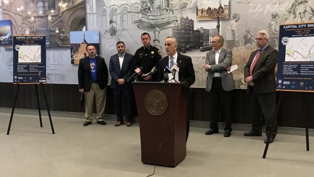 Carm Basile, CDTA CEO Capital City Shuttle News Conference
