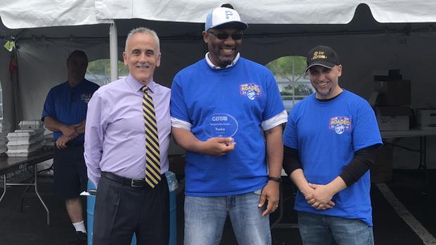 Gary Guy accepting Rookie Award on Behalf of Narajan Dubaria Schenectady Superintendent Gary Guy accepting Rookie Award on Behalf of Narajan Dubaria